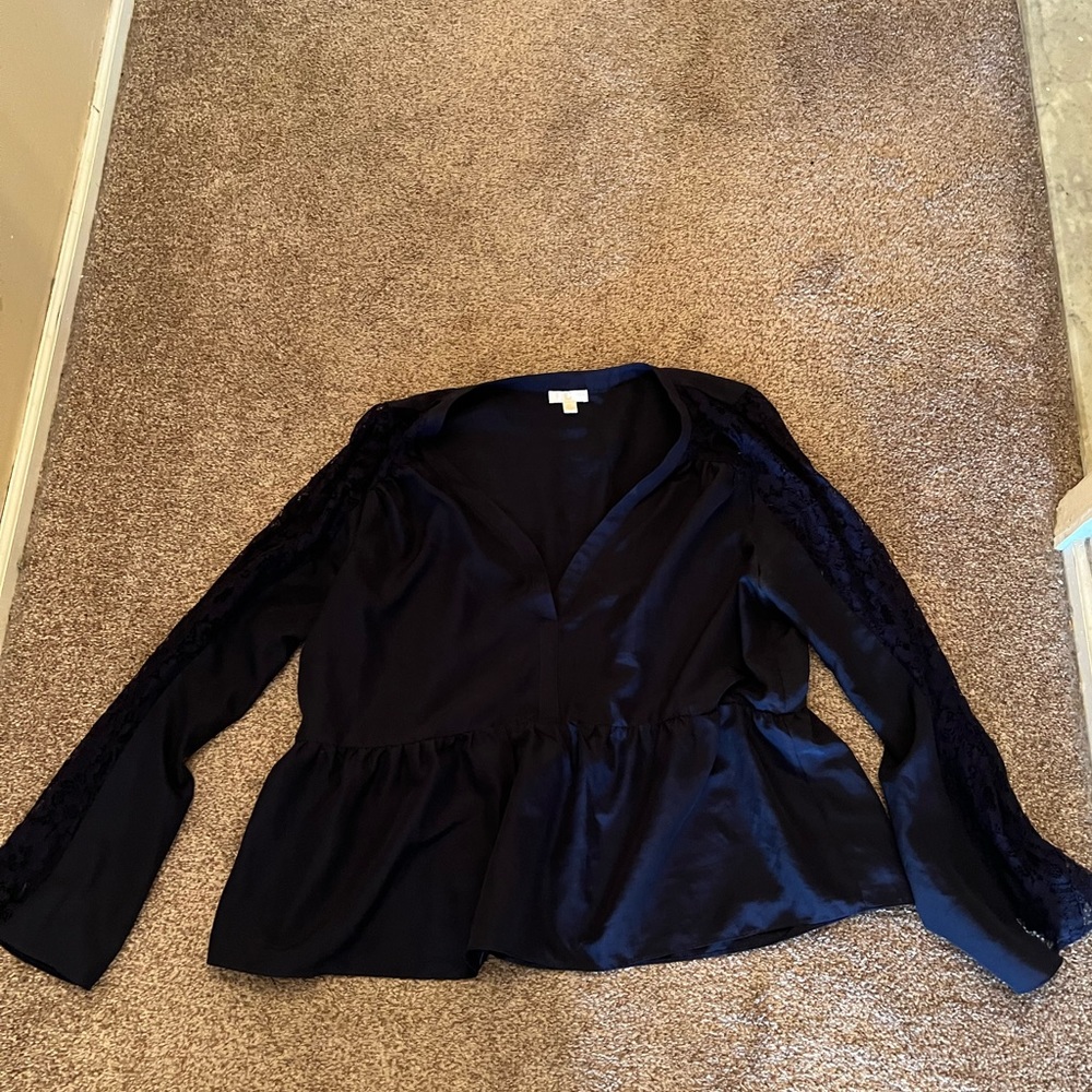 NAVY BLUE PEPLUM TOP